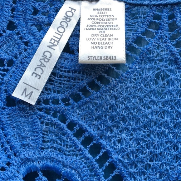 NWT Forgotten Blue Grace Crochet Open Cardigan M - Picture 4 of 6